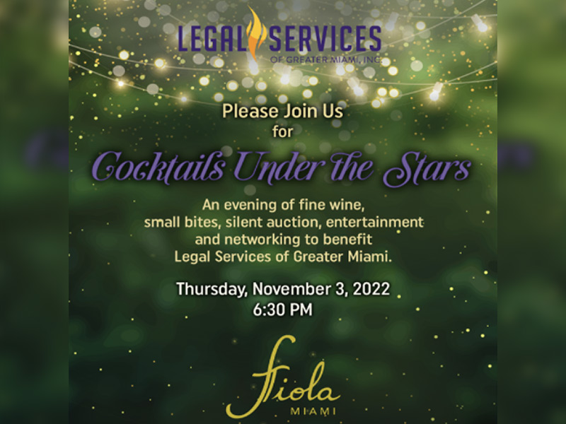 James Meyer Named to the Host Committee of the Cocktails Under the Stars event to benefit Legal Services of Greater Miami